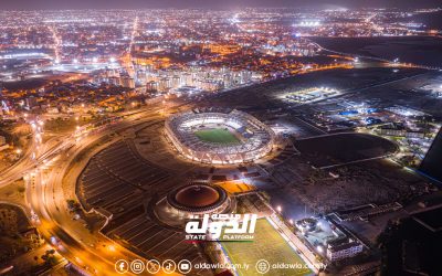 ملعب بنغازي بحلته الجديدة بعد مد الكوابل الكهربائية