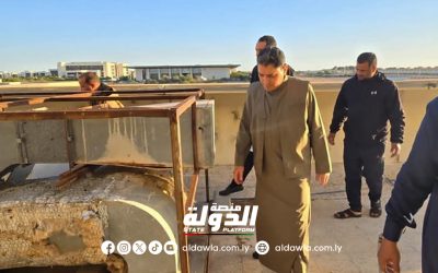 وزير العمل يتفقد الأضرار التي لحقت بمبنى الوزارة جراء الأمطار التي هطلت على مدينة سرت.