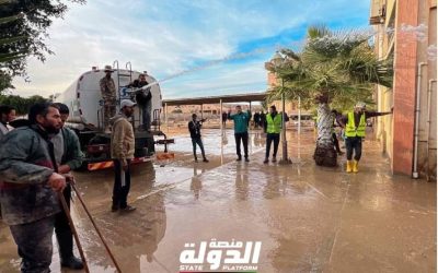 استمرار أعمال النظافة والترميم في بلدية ترهونة من قبل الجهاز الوطني للتنمية