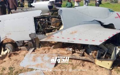 سقوط طائرة تركية مسيرة تابعة لحكومة الوحدة يالعجيلات