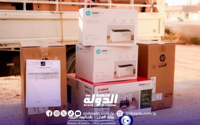 وزارة العدل ترسل قافلة تجهيزات لدعم مكتب الخبرة القضائية والبحوث في شحات