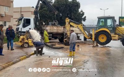 شركة المياه تجري أعمال صيانة طارئة للخط الممتد من شارع الحجاز حتى شارع الوحدة العربية