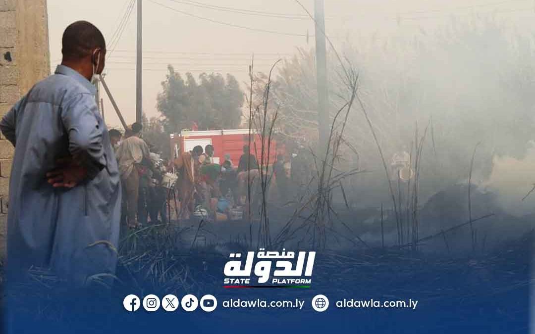 حريق يلتهم عدد من مزارع غات ويتسبب في خسائر فادحة للمزارعين